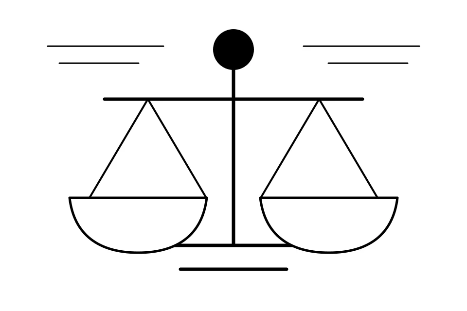 A simple balance scale compares two sides.